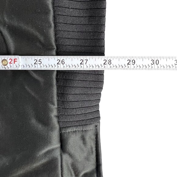 Mens L Hooded Bomber Jacket Black Lined Full Zip Winter Ribbed Hem Warm Pockets - Picture 6 of 7